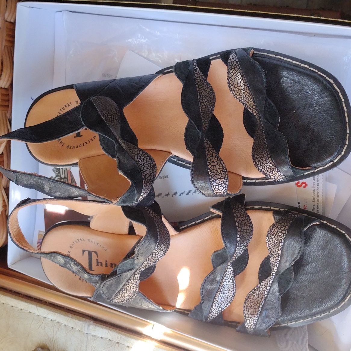Think Black Leather Sandals. About Sz 9